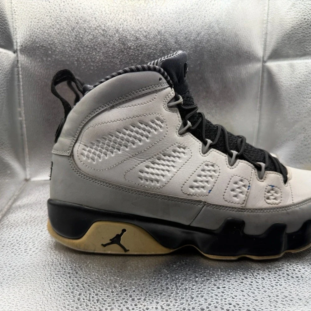 Size 10.5 Air Jordan 9 Retro Barons White Black Mid Top Mens Sneakers 302370-106